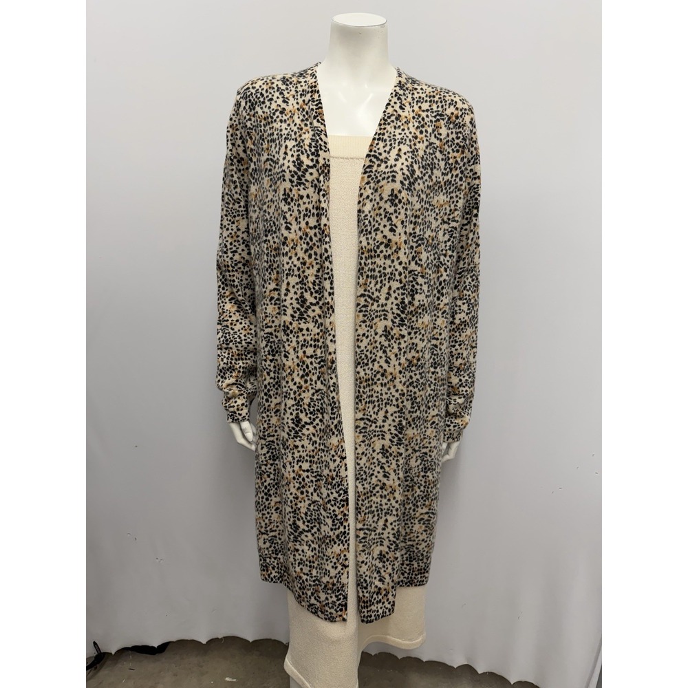Soft by Naadam 100% Cashmere Long Duster Cardigan Sweater Animal Print Size M